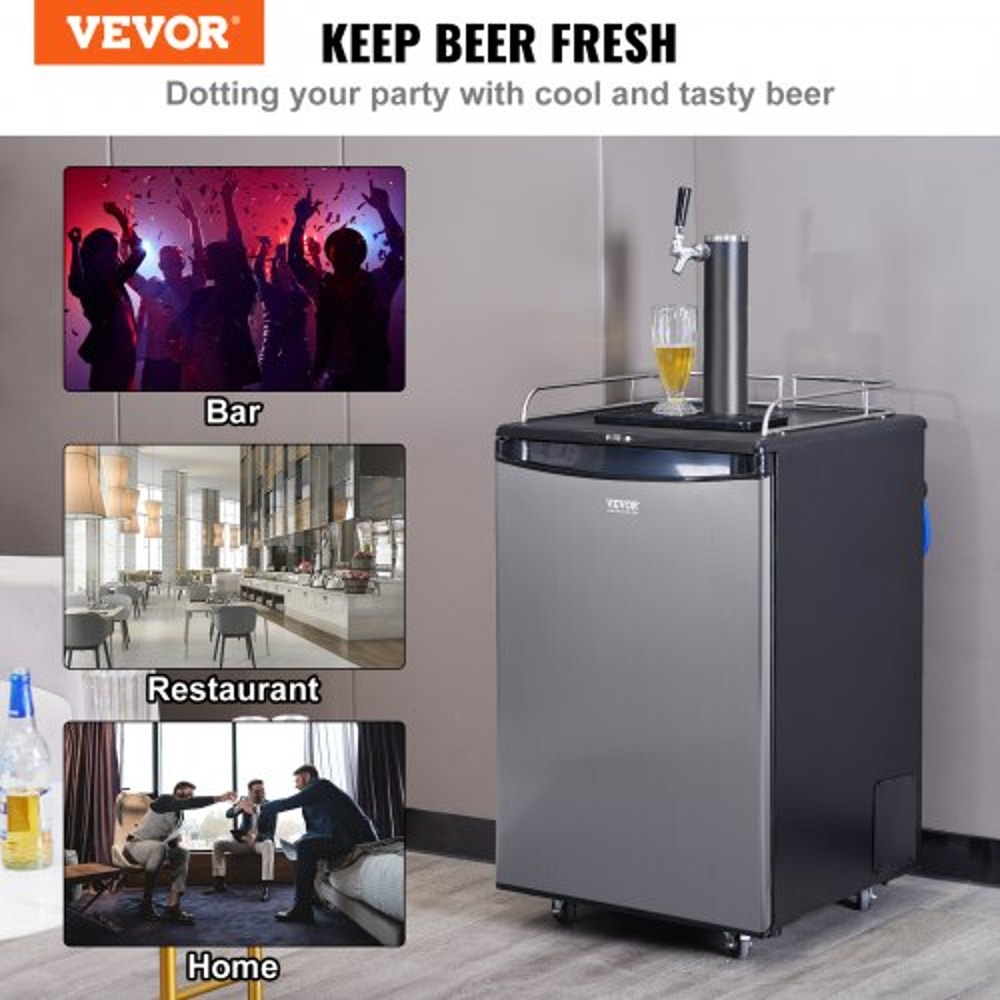 Full Size Beer Kegerator Single Tap Draft Beer Dispenser with Digital Temperature Control