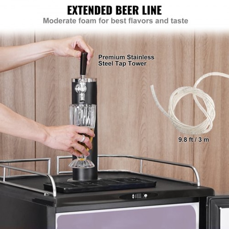 Full Size Beer Kegerator Single Tap Draft Beer Dispenser with Digital Temperature Control