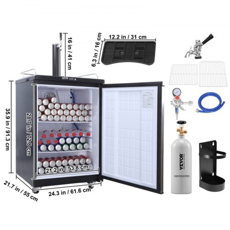 Full Size Beer Kegerator Single Tap Draft Beer Dispenser with Digital Temperature Control