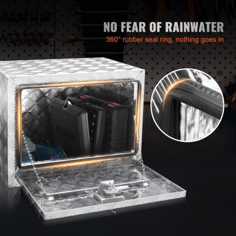 Heavy Duty Underbody Truck Box 24x17x18 Waterproof Aluminum Truck Tool Box With Lock 4
