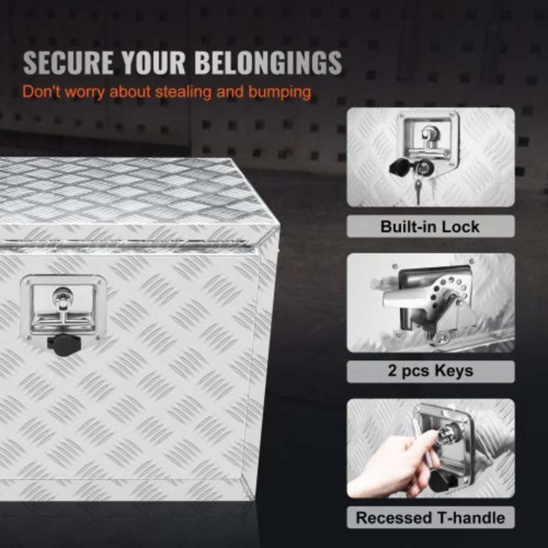Heavy Duty Underbody Truck Box 24x17x18 Waterproof Aluminum Truck Tool Box With Lock 5