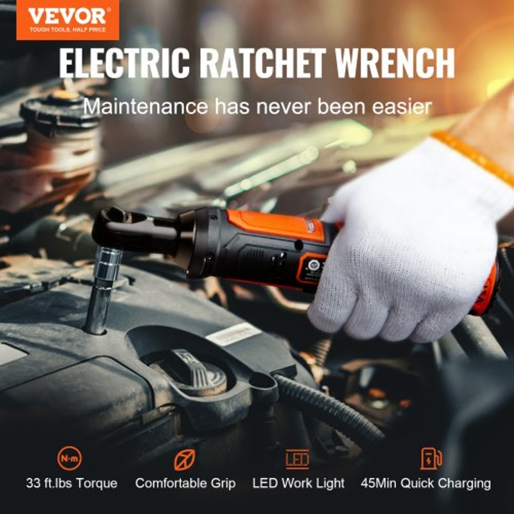 Cordless Electric Ratchet Wrench Kit With Dual Batteries Fast Charge LED Light 1