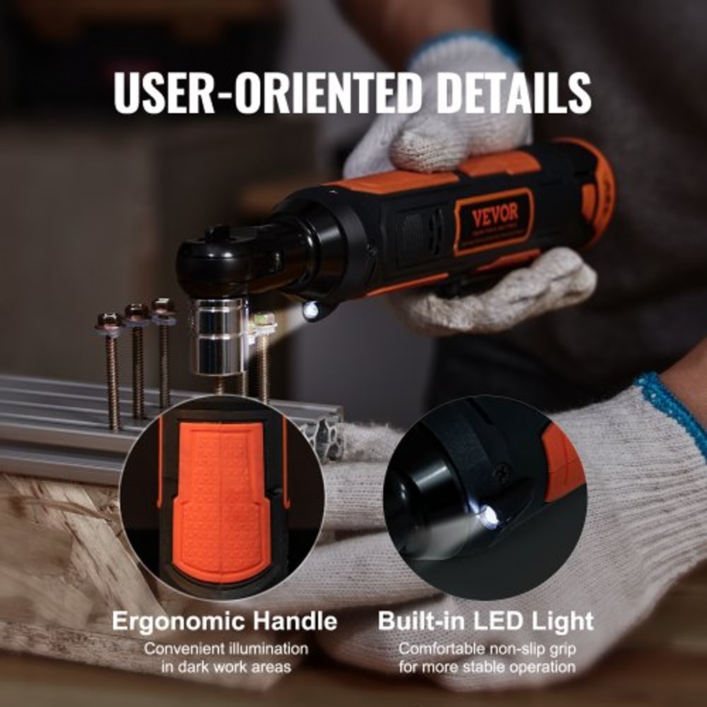 Cordless Electric Ratchet Wrench Kit With Dual Batteries Fast Charge LED Light 4