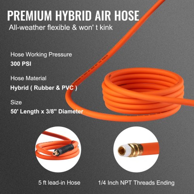 Retractable Air Hose Reel 38 X 50 FT 300 PSI Air Compressor Hose Reel With Auto Rewind Swivel Moun 3