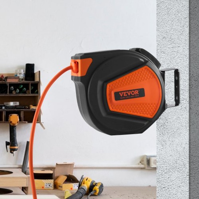 Retractable Air Hose Reel 38 X 50 FT 300 PSI Air Compressor Hose Reel With Auto Rewind Swivel Moun 6