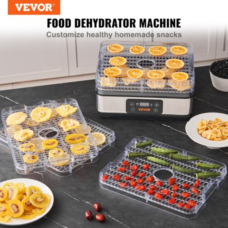 5-Tray Food Dehydrator Machine with Digital Timer & Temperature Control for Jerky, Fruit & Herbs