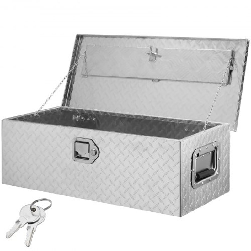 Aluminum Truck Tool Box With Lockable Diamond Plate Storage For Pickup Trucks Trailers 0