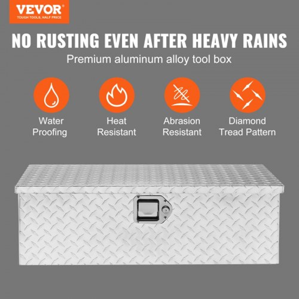 Aluminum Truck Tool Box With Lockable Diamond Plate Storage For Pickup Trucks Trailers 1