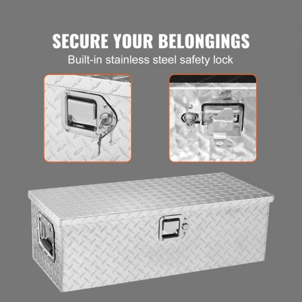 Aluminum Truck Tool Box With Lockable Diamond Plate Storage For Pickup Trucks Trailers 3