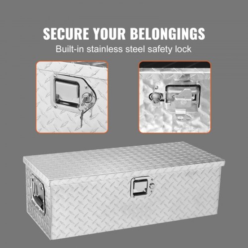 Aluminum Truck Tool Box With Lockable Diamond Plate Storage For Pickup Trucks Trailers 3