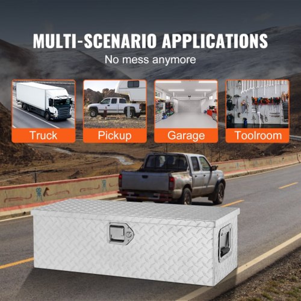 Aluminum Truck Tool Box With Lockable Diamond Plate Storage For Pickup Trucks Trailers 5