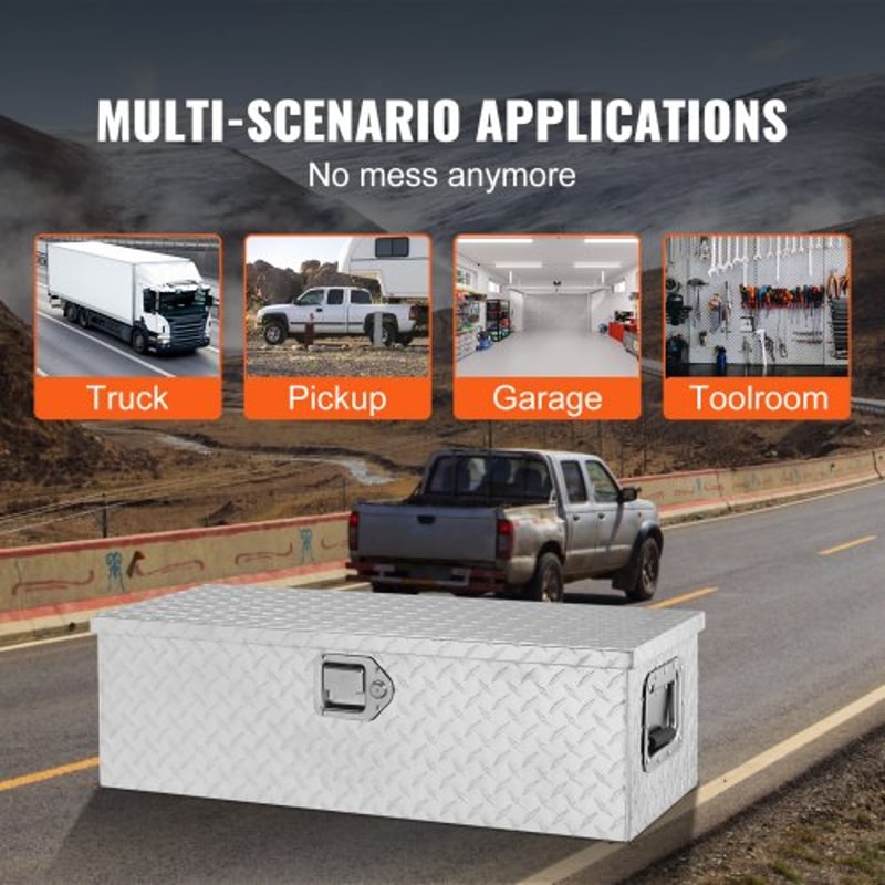 Aluminum Truck Tool Box With Lockable Diamond Plate Storage For Pickup Trucks Trailers 5