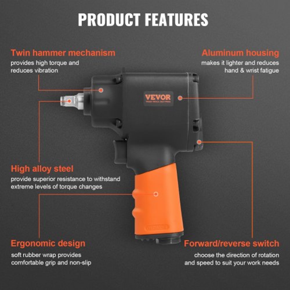 Air Impact Wrench 690 Ftlbs Lightweight Pneumatic Impact Wrench For Auto Repair 4