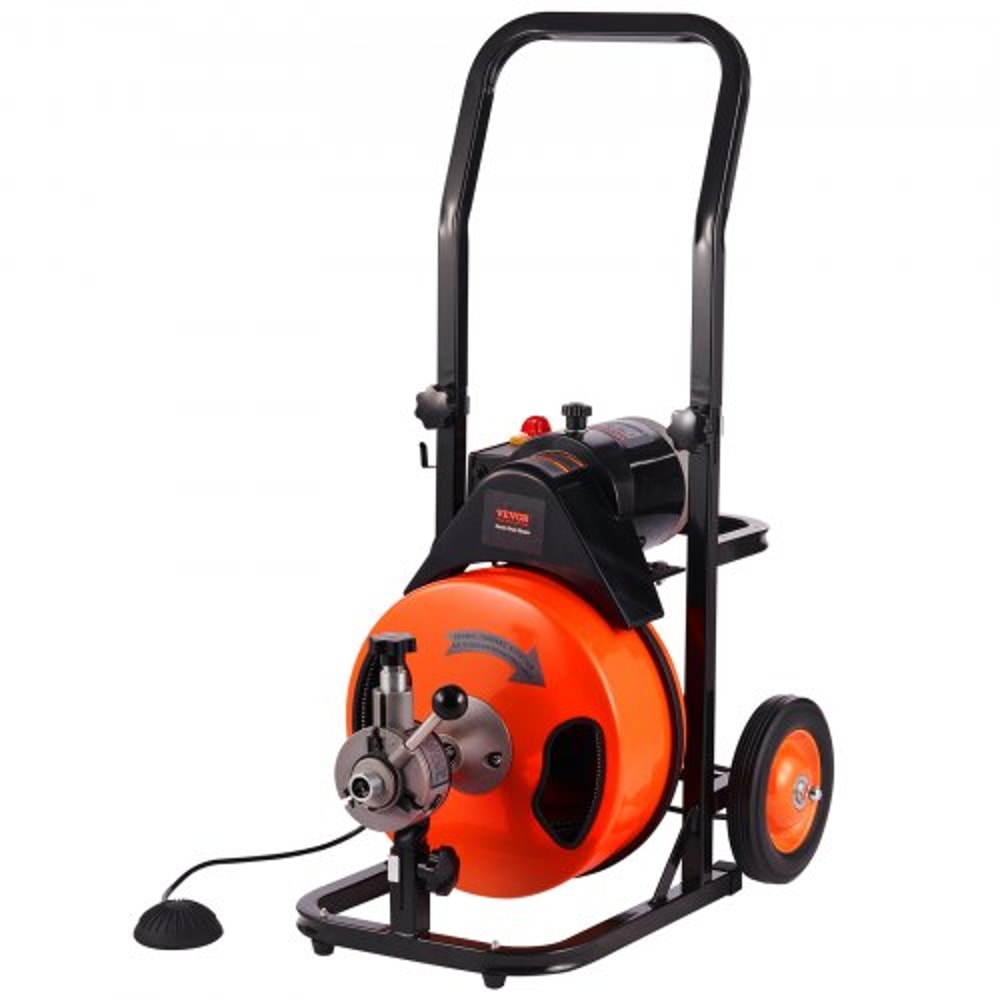 100FT Auto Feed Drain Cleaning Machine with Sewer Snake Auger for 1–4 Inch Pipes