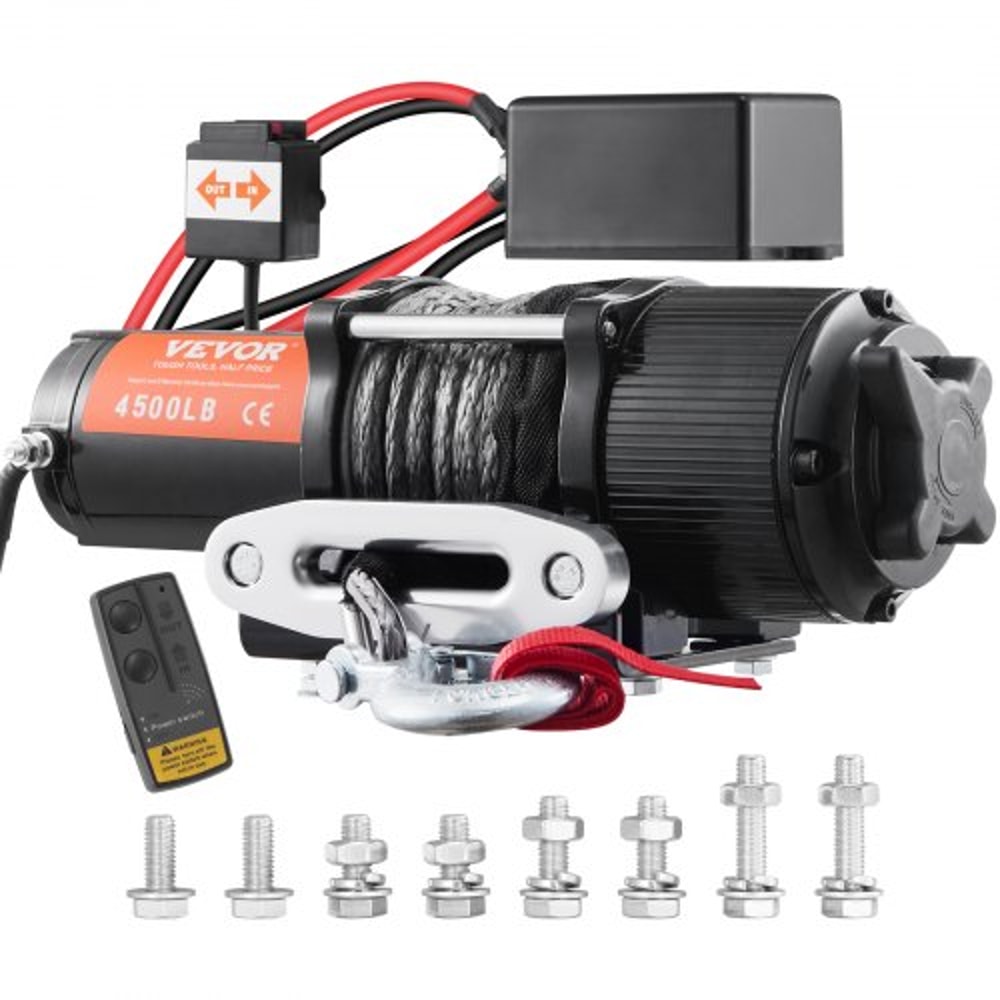 4500lb Electric Winch With Wireless Remote IP55 Waterproof ATV UTV Winch Synthetic Rope 0