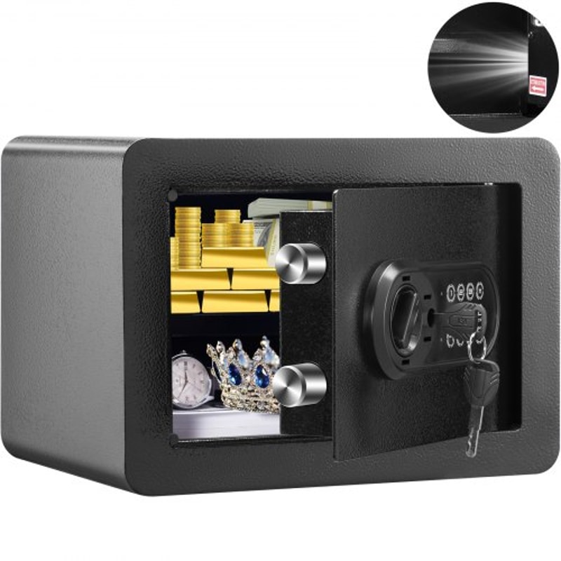 Digital Home Security Safe Box with Keypad, Wall Mount Steel Safe for Cash, Jewelry & Documents