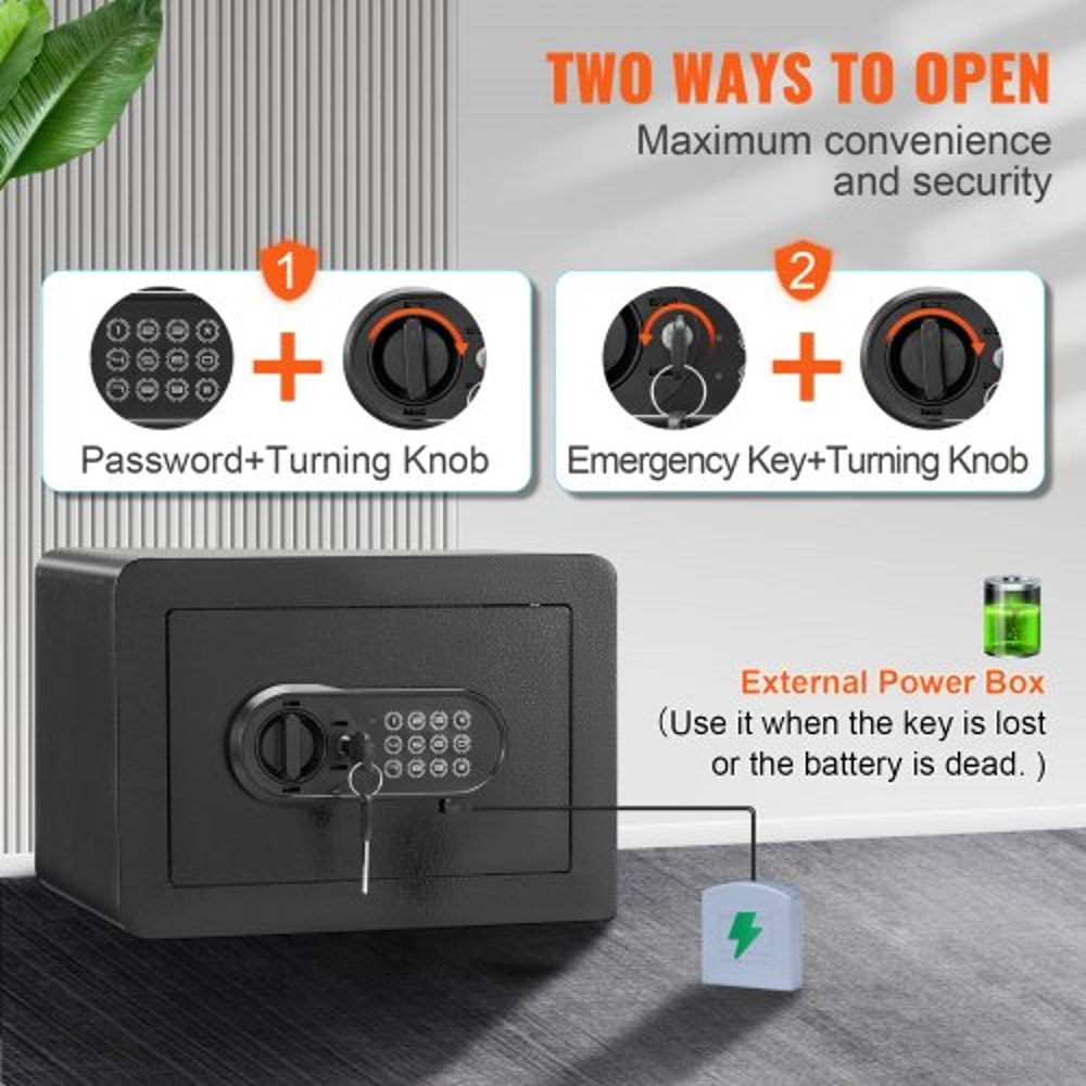 Digital Home Security Safe Box with Keypad, Wall Mount Steel Safe for Cash, Jewelry & Documents