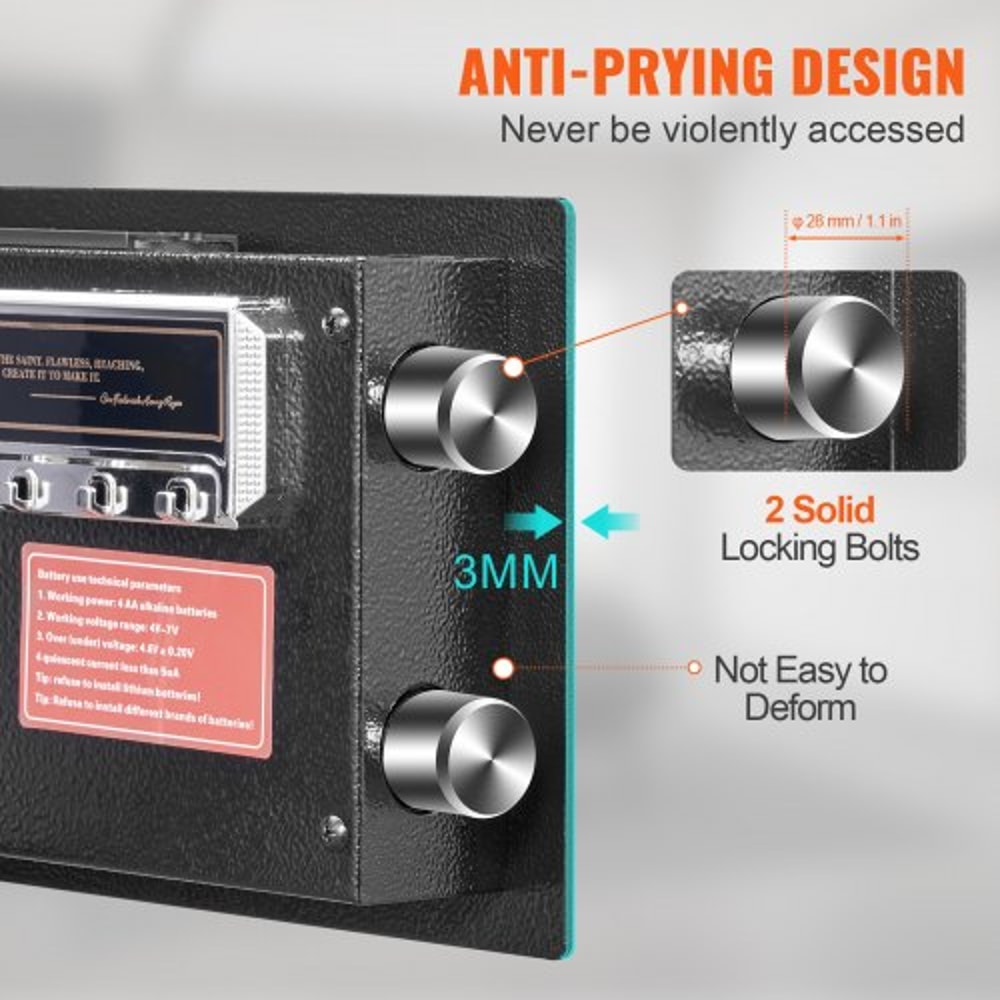 Digital Home Security Safe Box with Keypad, Wall Mount Steel Safe for Cash, Jewelry & Documents