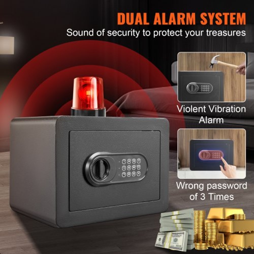 Digital Home Security Safe Box with Keypad, Wall Mount Steel Safe for Cash, Jewelry & Documents
