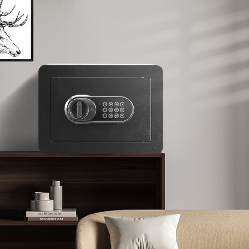 Digital Home Security Safe Box with Keypad, Wall Mount Steel Safe for Cash, Jewelry & Documents