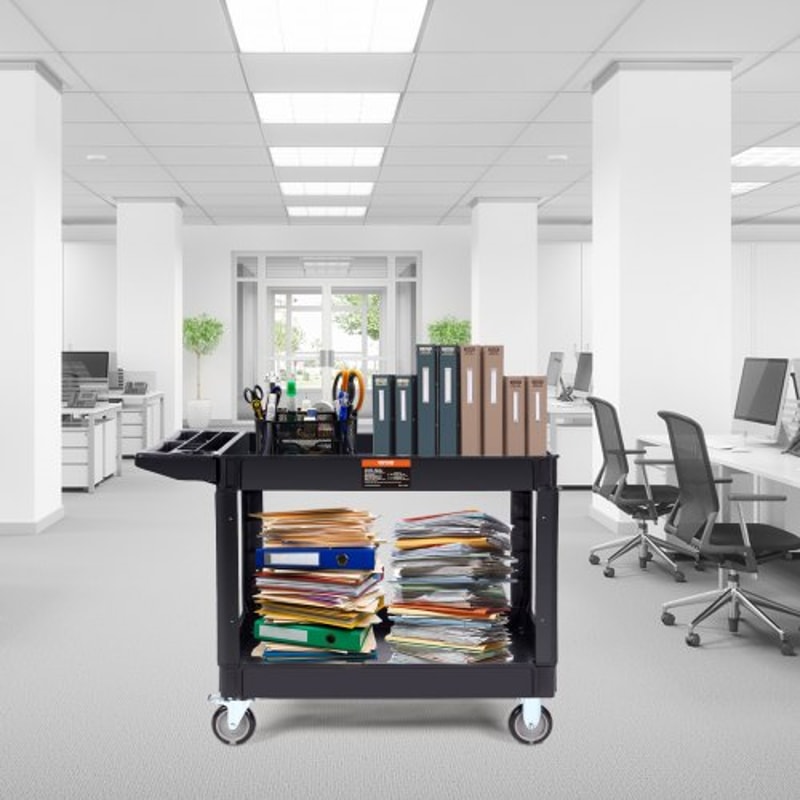 Heavy Duty Rolling Utility Cart 550LB 2Tier Service Cart With Locking Wheels 6
