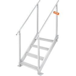 adjustable dock ladder 4-step aluminum pontoon boat ladder with dual handrails & 500 lb capacity