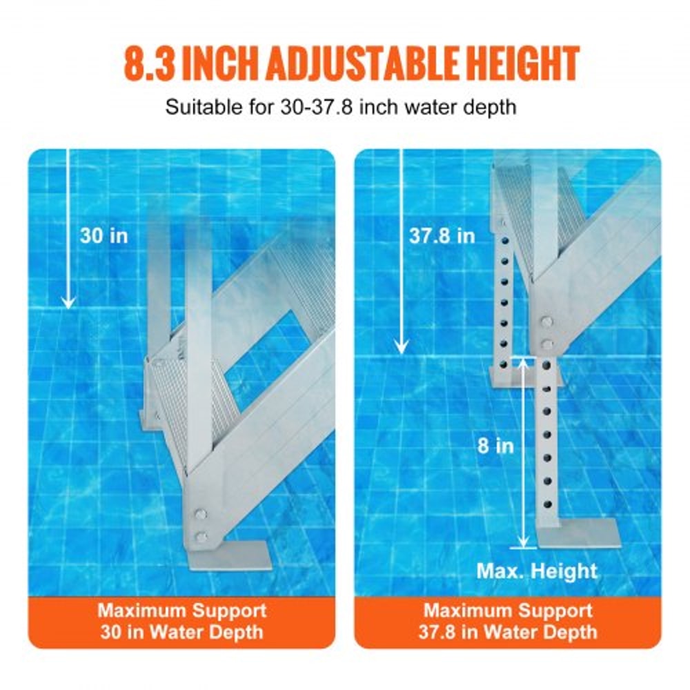 Adjustable Dock Ladder 4Step Aluminum Pontoon Boat Ladder With Dual Handrails 500 Lb Capacity 4