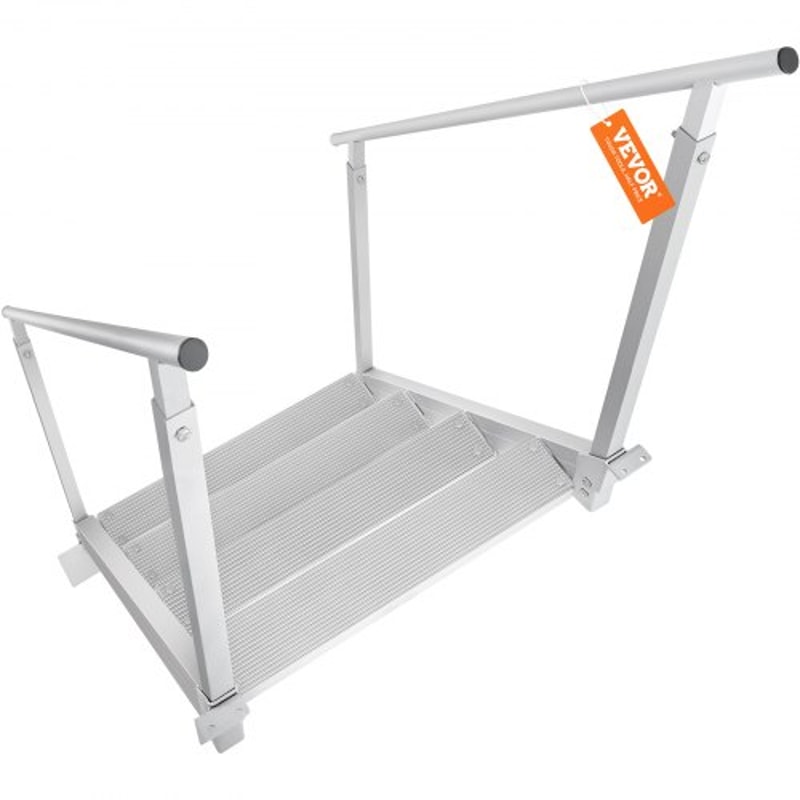 Adjustable Dock Ladder 4Step Aluminum Pontoon Boat Ladder With Dual Handrails 500 Lb Capacity 7