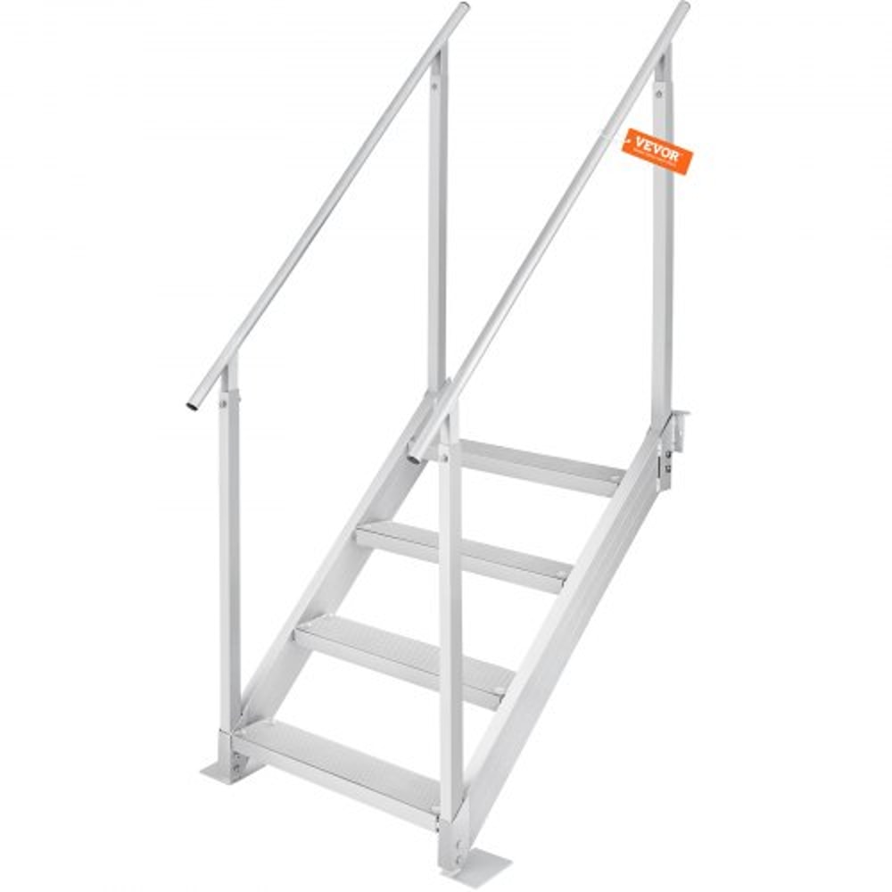 Adjustable Dock Ladder 4Step Aluminum Pontoon Boat Ladder With Dual Handrails 500 Lb Capacity 8
