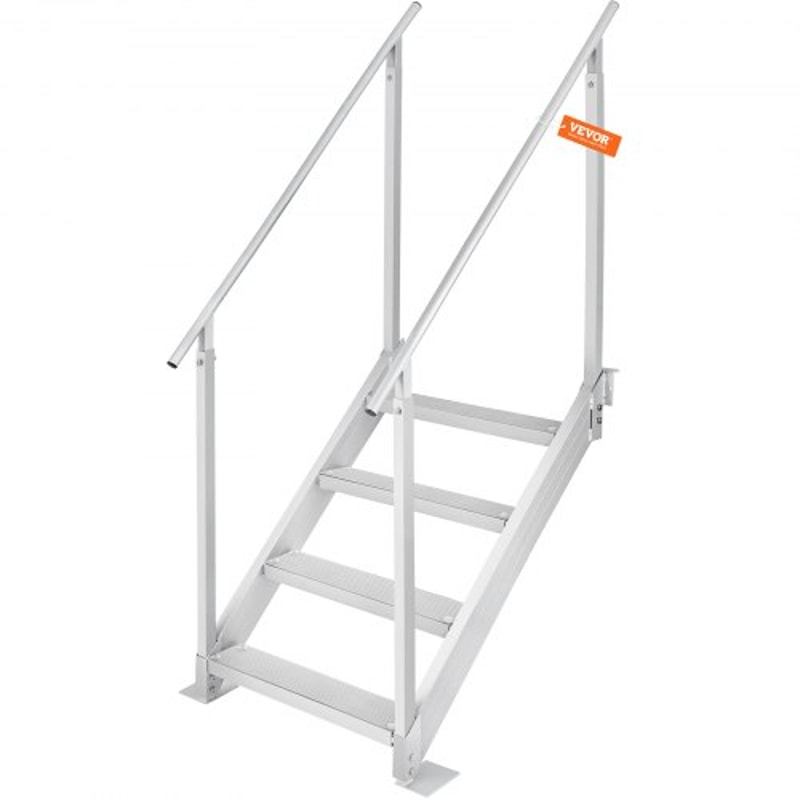 Adjustable Dock Ladder 4Step Aluminum Pontoon Boat Ladder With Dual Handrails 500 Lb Capacity 8