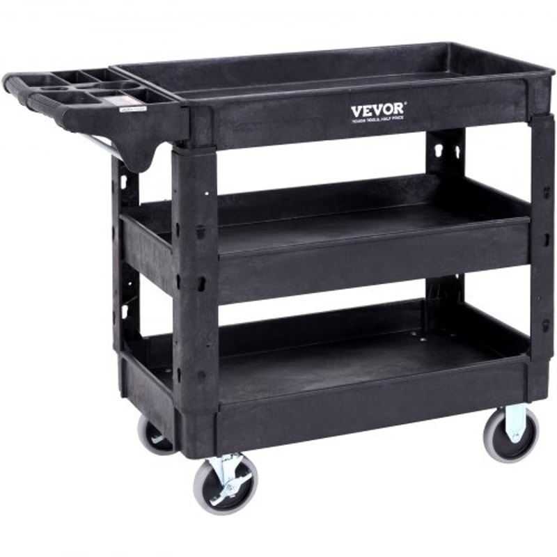 Heavy Duty Rolling Utility Cart 550 Lbs Capacity 3 Shelf Service Cart With Locking Wheels 0