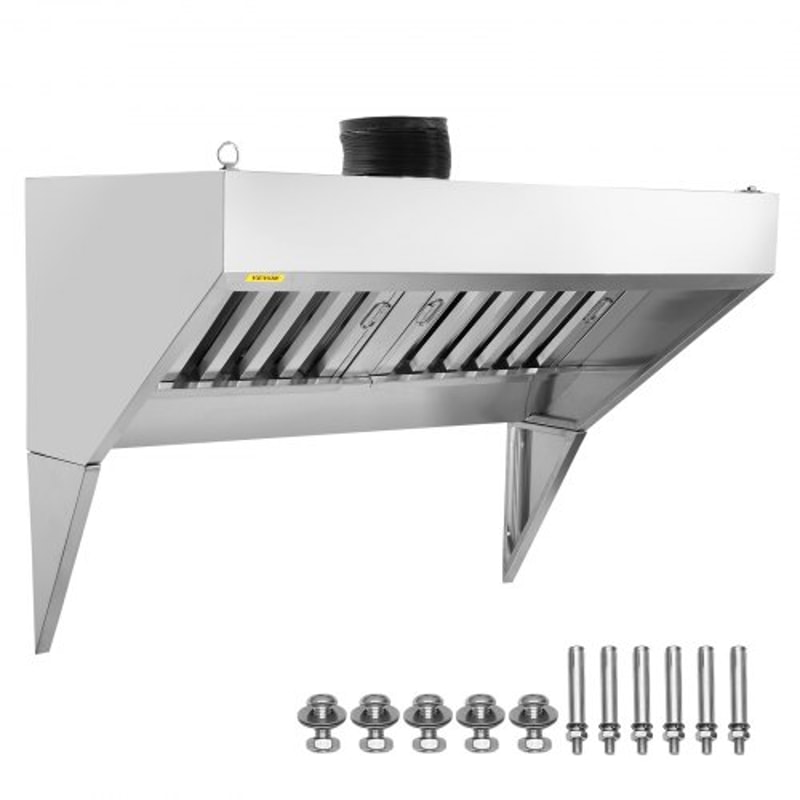 4FT Commercial Exhaust Hood For Food Trucks Restaurants With Stainless Steel Grease Filters 0