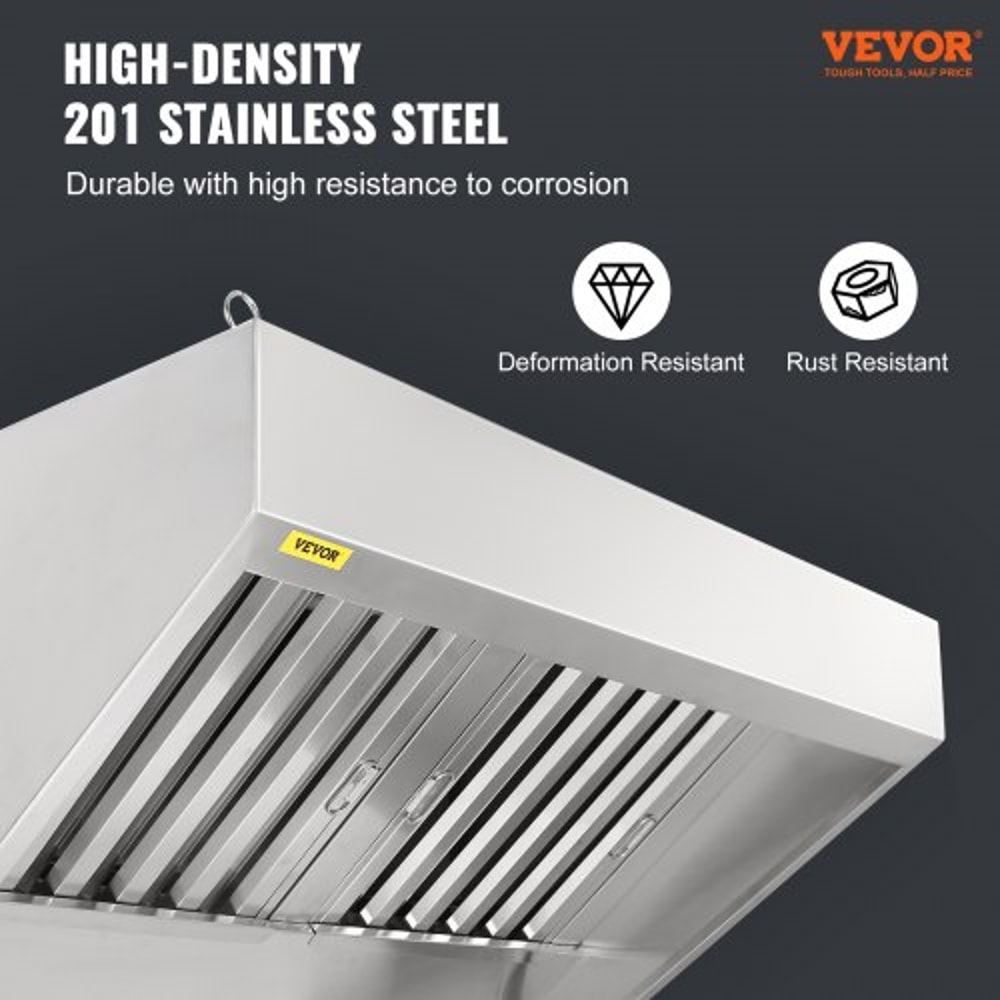 4FT Commercial Exhaust Hood For Food Trucks Restaurants With Stainless Steel Grease Filters 5