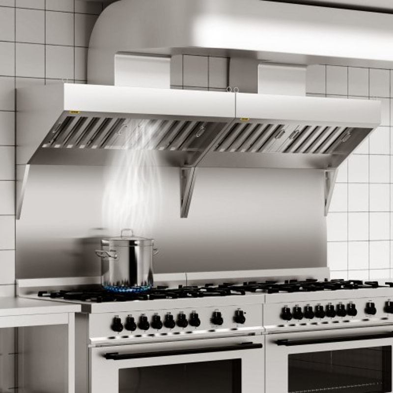 4FT Commercial Exhaust Hood For Food Trucks Restaurants With Stainless Steel Grease Filters 6