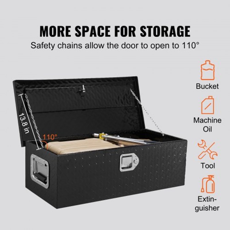 Heavy Duty Truck Bed Tool Box 30 Inch Lockable Aluminum Diamond Plate Tool Box For Pickup Trailer 2