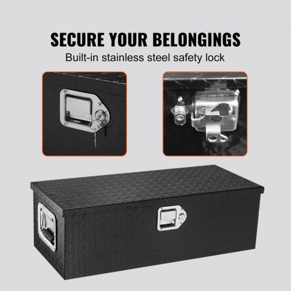 Heavy Duty Truck Bed Tool Box 30 Inch Lockable Aluminum Diamond Plate Tool Box For Pickup Trailer 3