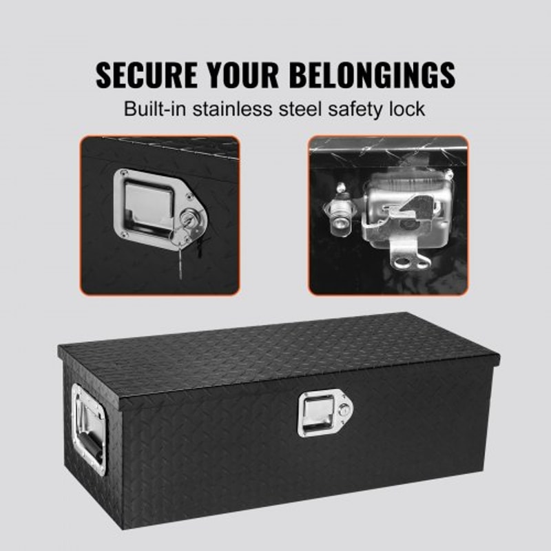 Heavy Duty Truck Bed Tool Box 30 Inch Lockable Aluminum Diamond Plate Tool Box For Pickup Trailer 3