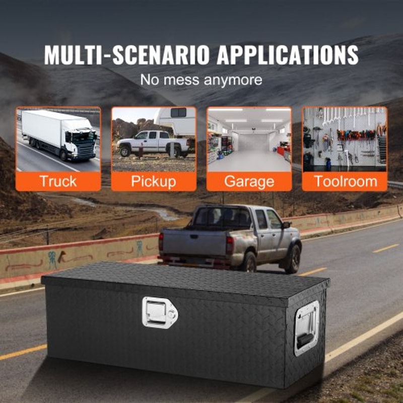 Heavy Duty Truck Bed Tool Box 30 Inch Lockable Aluminum Diamond Plate Tool Box For Pickup Trailer 5