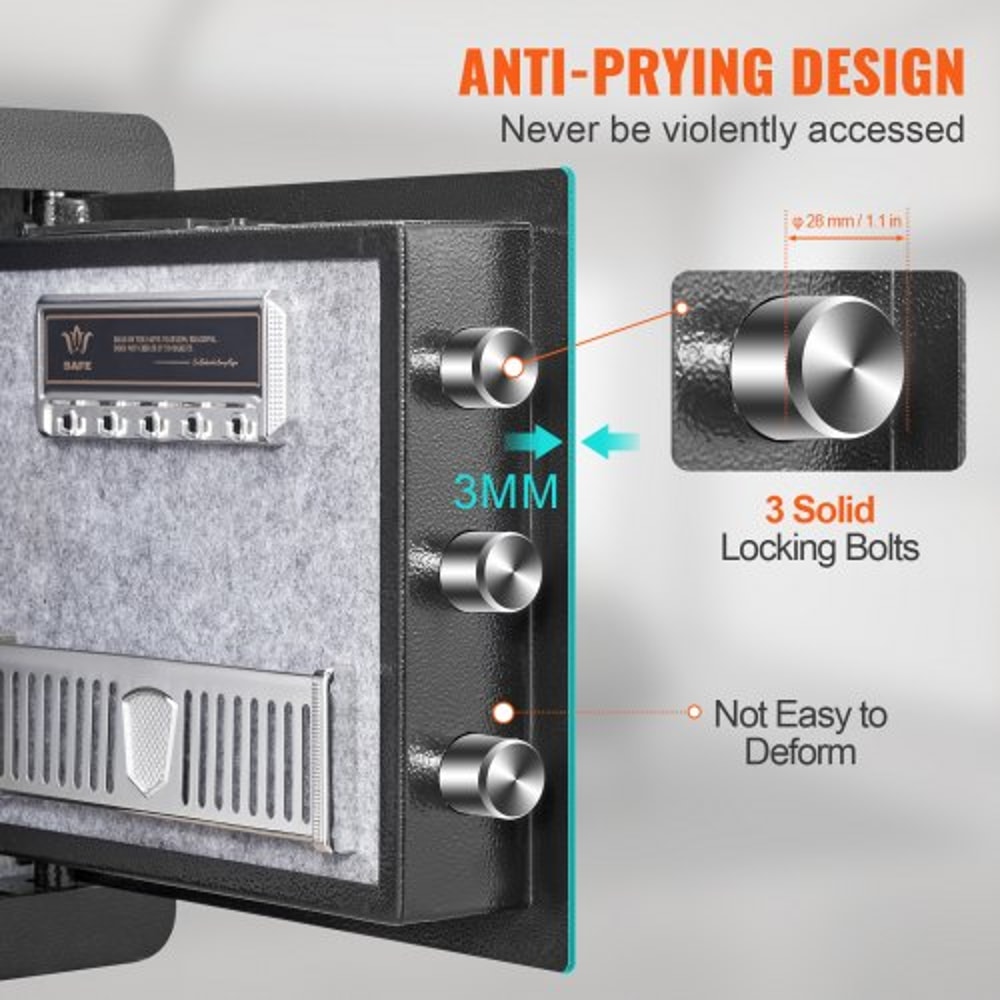 12 Cu Ft Digital Home Security Safe With Fireproof Bag Keypad Lock Wall Mount 4