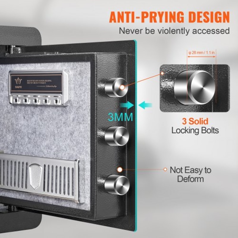 12 Cu Ft Digital Home Security Safe With Fireproof Bag Keypad Lock Wall Mount 4