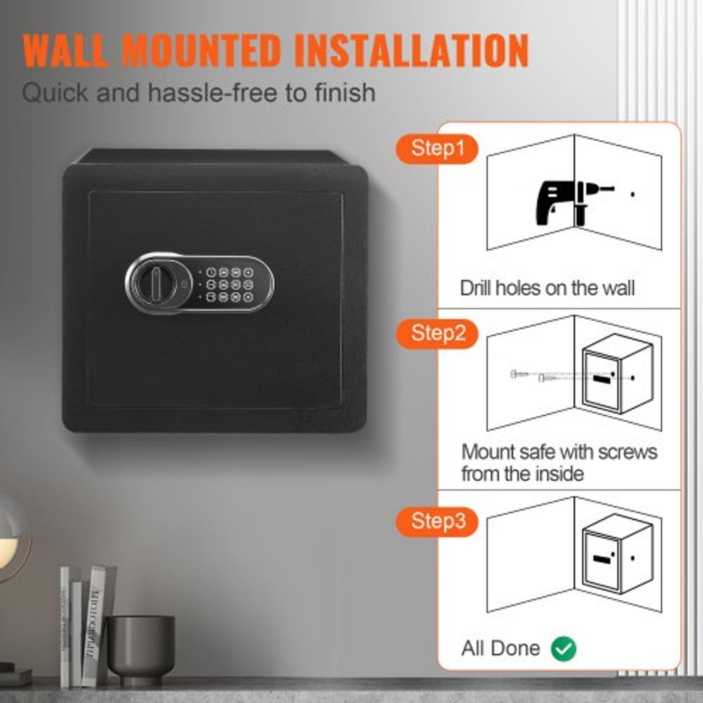 12 Cu Ft Digital Home Security Safe With Fireproof Bag Keypad Lock Wall Mount 5
