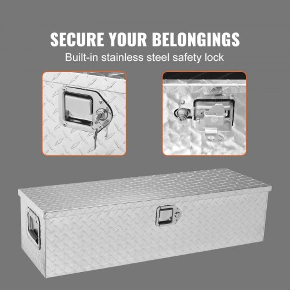 Heavy Duty Truck Tool Box 39 Inch Aluminum Truck Bed Tool Box With Lock And Diamond Plate Finish 4