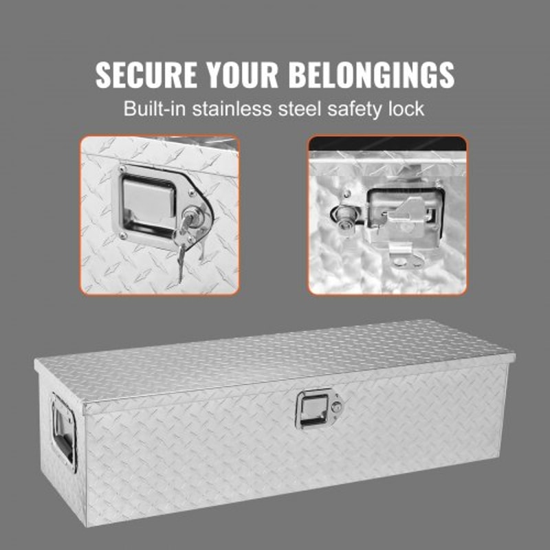 Heavy Duty Truck Tool Box 39 Inch Aluminum Truck Bed Tool Box With Lock And Diamond Plate Finish 4