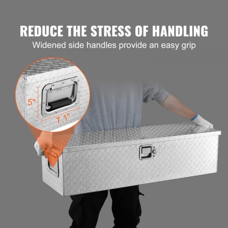 Heavy Duty Truck Tool Box 39 Inch Aluminum Truck Bed Tool Box With Lock And Diamond Plate Finish 5