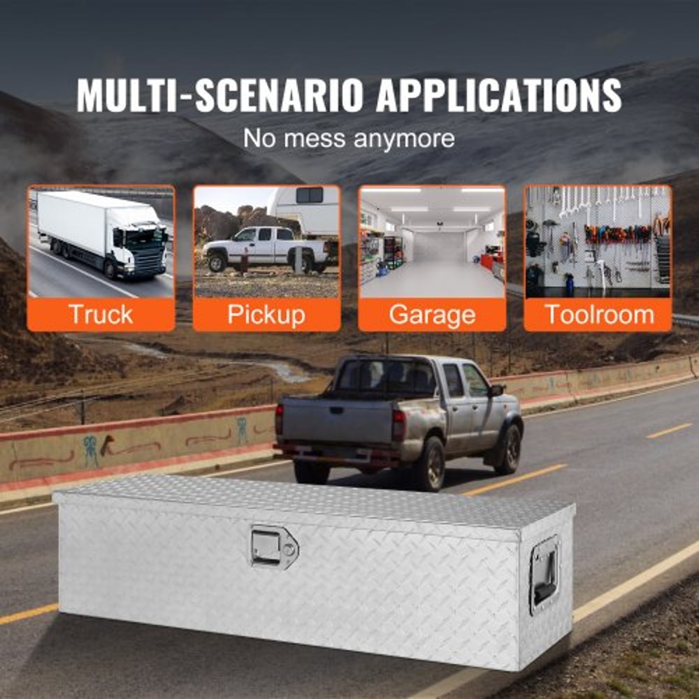 Heavy Duty Truck Tool Box 39 Inch Aluminum Truck Bed Tool Box With Lock And Diamond Plate Finish 1