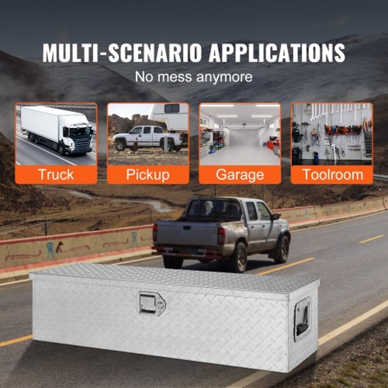Heavy Duty Truck Tool Box 39 Inch Aluminum Truck Bed Tool Box With Lock And Diamond Plate Finish 1
