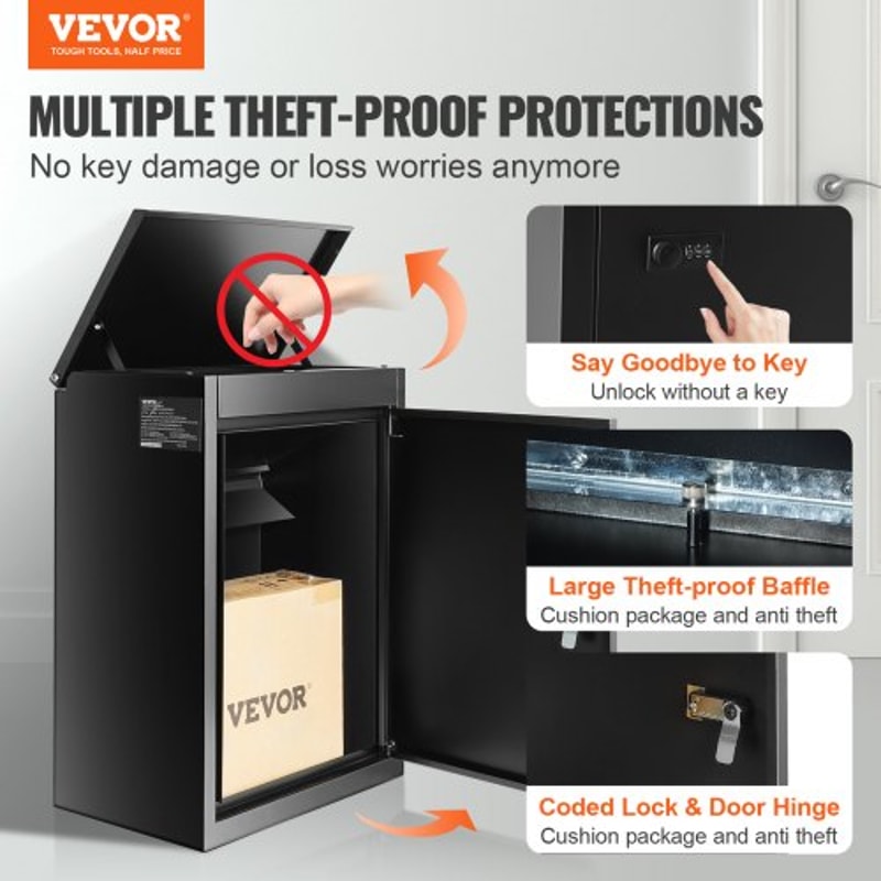 Outdoor Package Delivery Box With Coded Lock Waterproof AntiTheft Mailbox 1