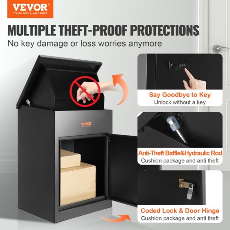 Extra Large Package Delivery Box With Coded Lock Waterproof Parcel Drop Box For Outdoor Security 1
