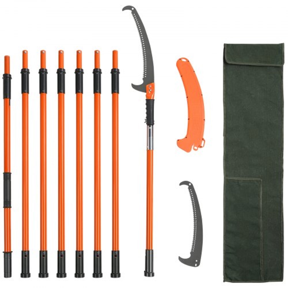 27FT Extendable Tree Pruner Pole Saw With Fiberglass Handles For High Branch Trimming 0