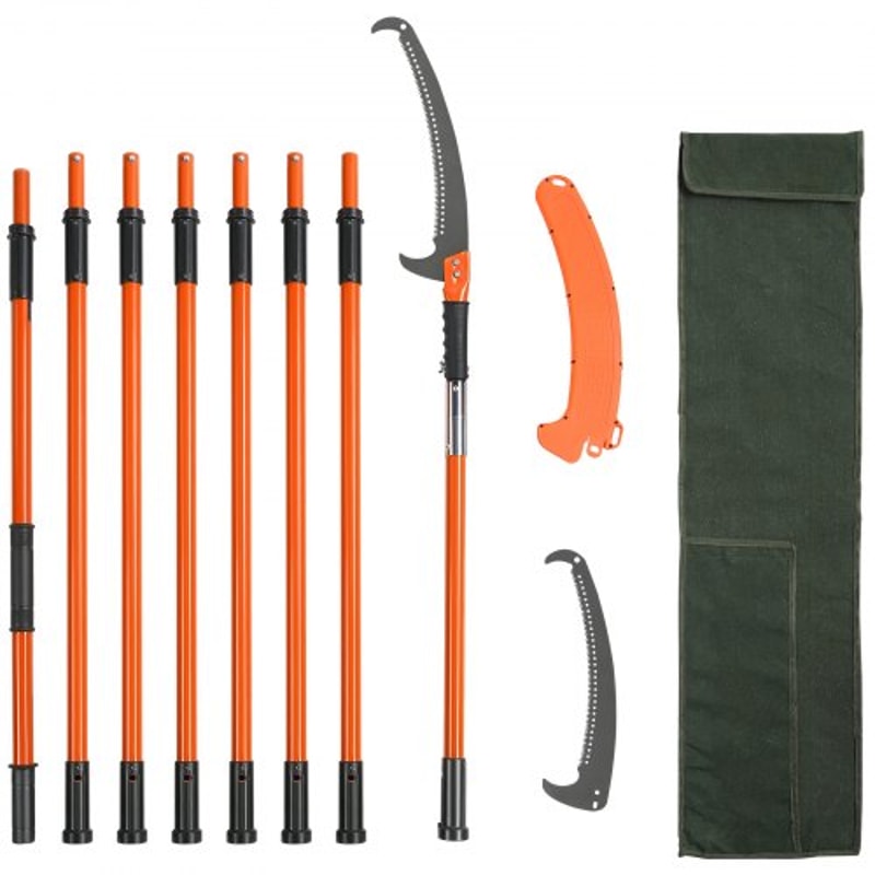27FT Extendable Tree Pruner Pole Saw With Fiberglass Handles For High Branch Trimming 0